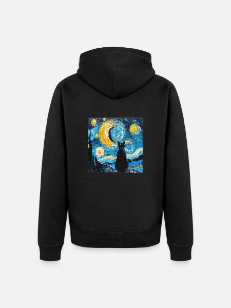 Cat, Cat Motif - Unisex Premium Organic Zip Hoodie - black