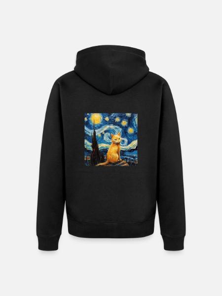 Cat, Cat Motif - Unisex Premium Organic Zip Hoodie - black