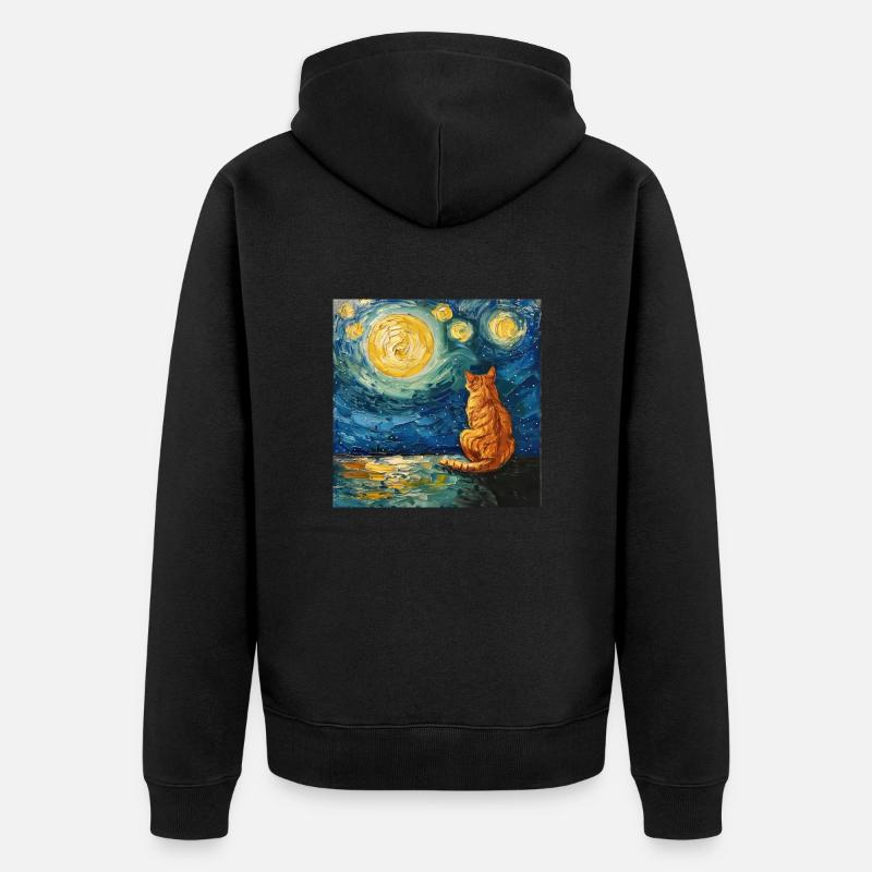 Chat, Motif De Chat - Veste à capuche bio Premium Unisexe - noir