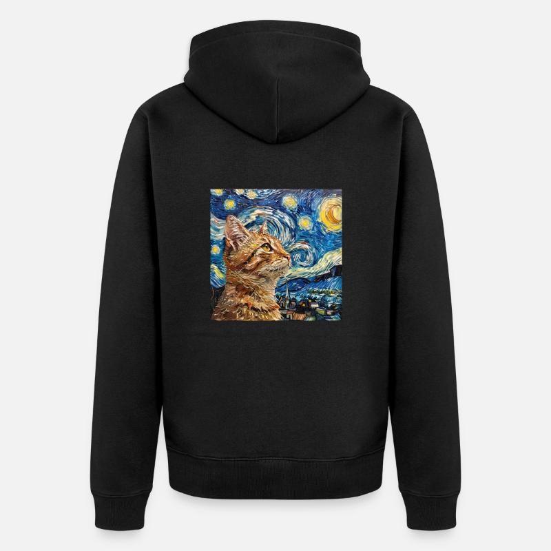 Chat, Motif De Chat - Veste à capuche bio Premium Unisexe - noir