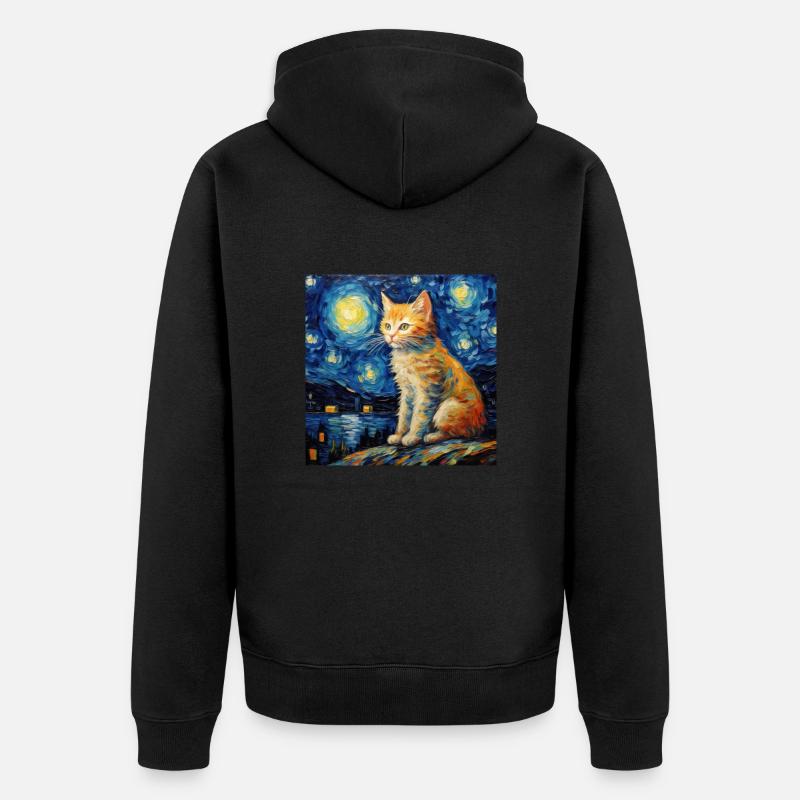 Chat, Motif De Chat - Veste à capuche bio Premium Unisexe - noir