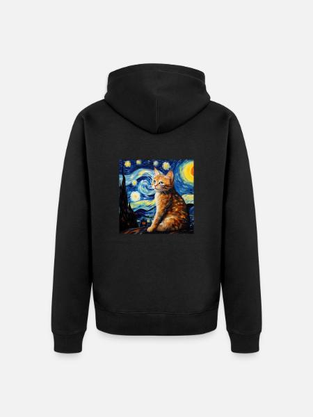 Chat, Motif De Chat - Veste à capuche bio Premium Unisexe - noir