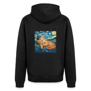 Chat, motif chat, cadeau - Veste à capuche bio Premium Unisexe - noir - Dos - Nico (187cm)