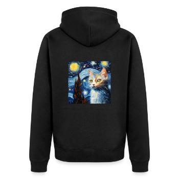 Chat, motif chat, cadeau - Veste à capuche bio Premium Unisexe - noir - Dos - Nico (187cm)