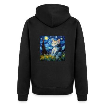 Chat, motif chat, cadeau - Veste à capuche bio Premium Unisexe - noir - Dos - Nico (187cm)