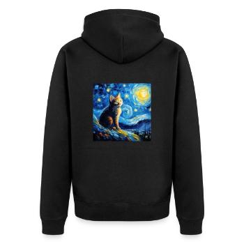 Chat, motif chat, cadeau - Veste à capuche bio Premium Unisexe - noir - Dos - Nico (187cm)
