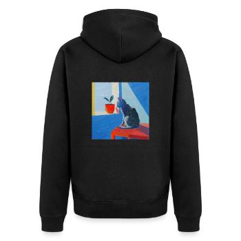 Cat, cat motif, pop art, gift, gift idea - Unisex Premium Organic Zip Hoodie - black - Back - Nico (187cm)