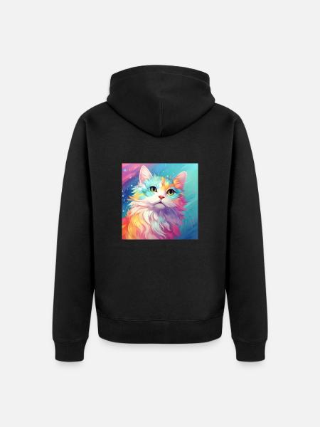 cat, cat motif, anime, gift, gift ideas - Unisex Premium Organic Zip Hoodie - black
