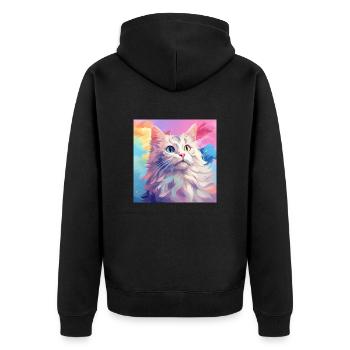 Katze, katzenmotiv, anime, geschenk, geschenkideen - Unisex Premium Bio Zip Hoodie - Schwarz - Hinten - Nico (187cm)