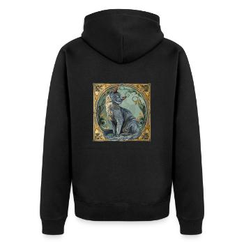 Katze, katzenmotiv, geschenk, geschenkideen katzen - Unisex Premium Bio Zip Hoodie - Schwarz - Hinten - Nico (187cm)