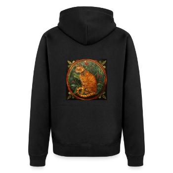 Katze, katzenmotiv, geschenk, geschenkideen katzen - Unisex Premium Bio Zip Hoodie - Schwarz - Hinten - Nico (187cm)