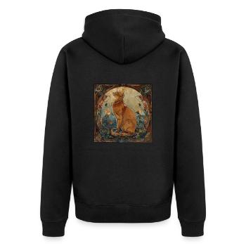 Katze, katzenmotiv, geschenk, geschenkideen katzen - Unisex Premium Bio Zip Hoodie - Schwarz - Hinten - Nico (187cm)
