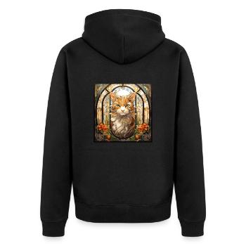 Katze, katzenmotiv, geschenk, geschenkideen katzen - Unisex Premium Bio Zip Hoodie - Schwarz - Hinten - Nico (187cm)