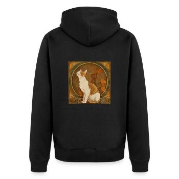 Cat, cat motif, vintage, gift - Unisex Premium Organic Zip Hoodie - black - Back - Nico (187cm)