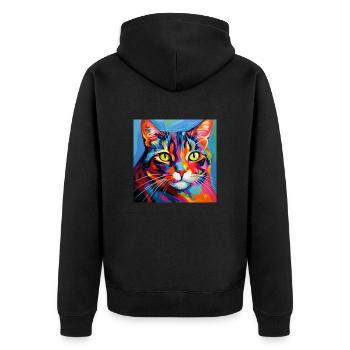 Cat, cat motif, pop art, gift, gift idea - Unisex Premium Organic Zip Hoodie - black - Back - Nico (187cm)