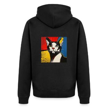 cat, cat motif, comic, gift, gift ideas - Unisex Premium Organic Zip Hoodie - black - Back - Nico (187cm)