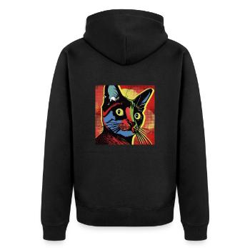 Chat, motif de chat, bande dessinée - Veste à capuche bio Premium Unisexe - noir - Dos - Nico (187cm)