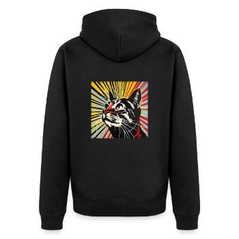 Chat, motif de chat, bande dessinée - Veste à capuche bio Premium Unisexe - noir - Dos - Nico (187cm)