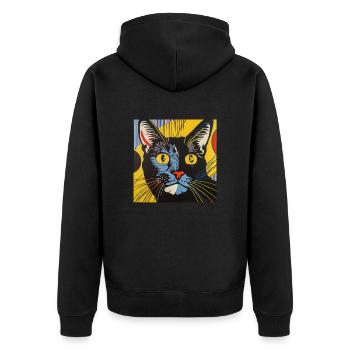 Chat, motif de chat, bande dessinée - Veste à capuche bio Premium Unisexe - noir - Dos - Nico (187cm)