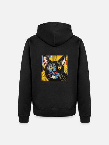Cat, cat motif, comic - Unisex Premium Organic Zip Hoodie - black