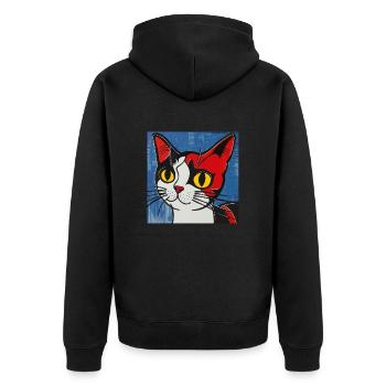 Chat, motif de chat, bande dessinée - Veste à capuche bio Premium Unisexe - noir - Dos - Nico (187cm)