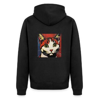Katze, katzenmotiv, comic, geschenk, geschenkideen - Unisex Premium Bio Zip Hoodie - Schwarz - Hinten - Nico (187cm)