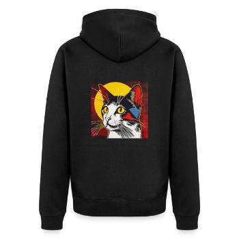 Chat, Motif De Chat - Veste à capuche bio Premium Unisexe - noir - Dos - Nico (187cm)