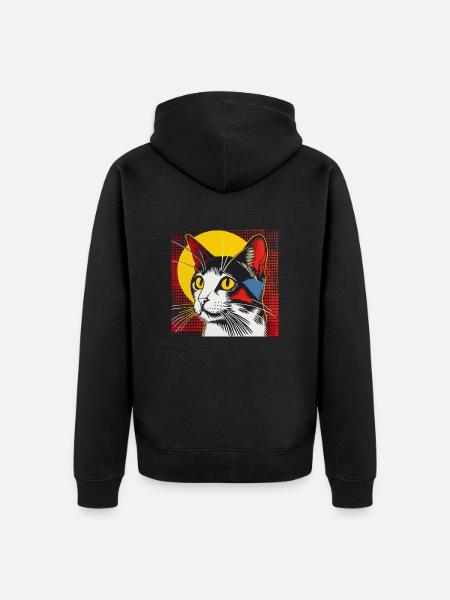 Cat, Cat Motif - Unisex Premium Organic Zip Hoodie - black
