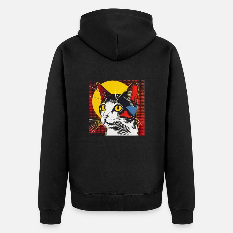 Chat, Motif De Chat - Veste à capuche bio Premium Unisexe - noir