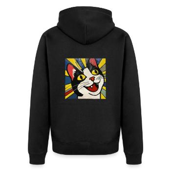 Chat, Motif De Chat - Veste à capuche bio Premium Unisexe - noir - Dos - Nico (187cm)
