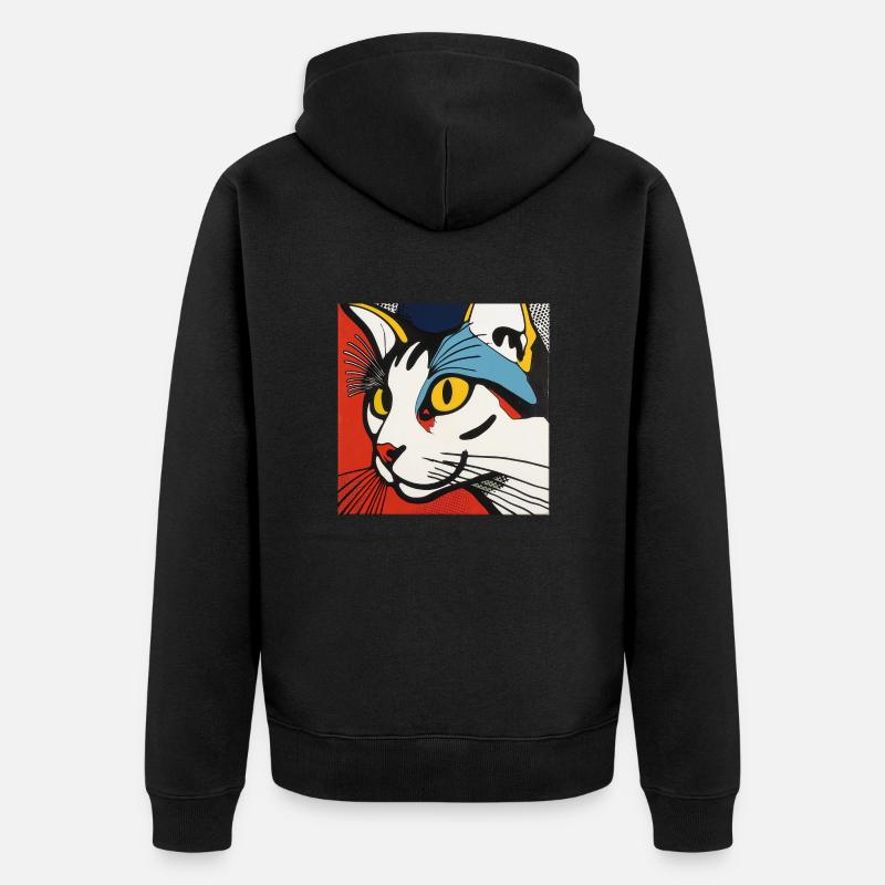 Chat, Motif De Chat - Veste à capuche bio Premium Unisexe - noir