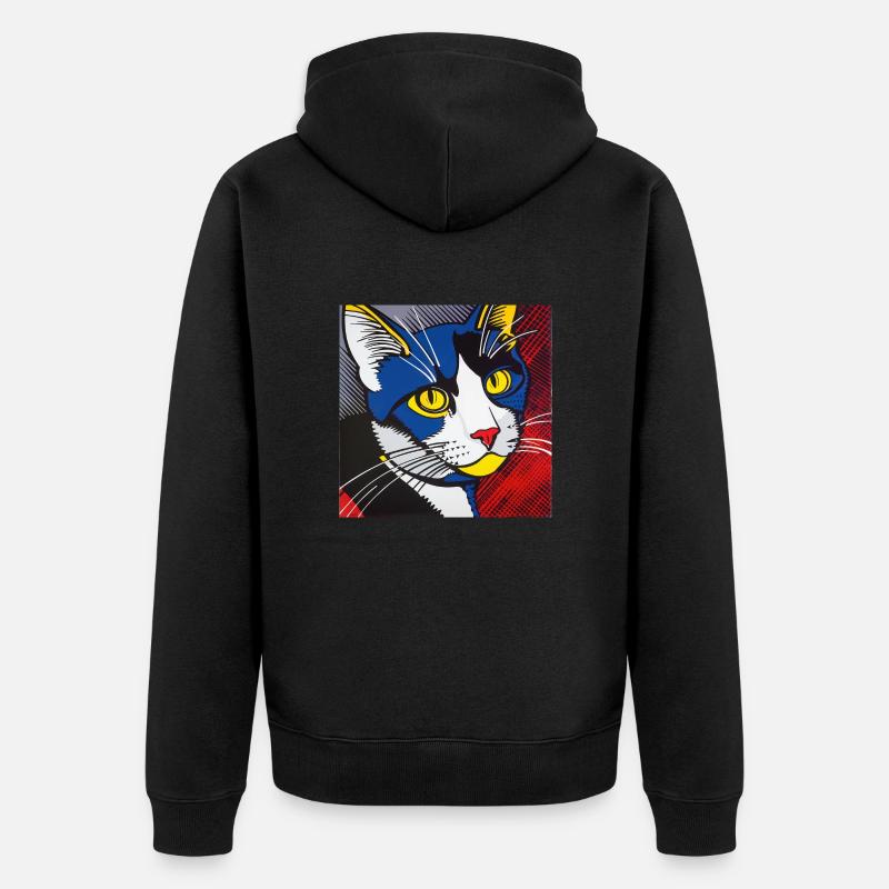 Chat, Motif De Chat - Veste à capuche bio Premium Unisexe - noir