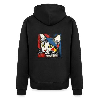 Chat, Motif De Chat - Veste à capuche bio Premium Unisexe - noir - Dos - Nico (187cm)