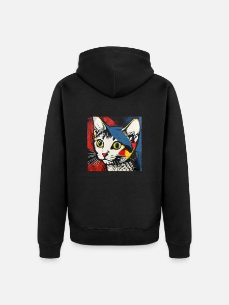 Cat, Cat Motif - Unisex Premium Organic Zip Hoodie - black