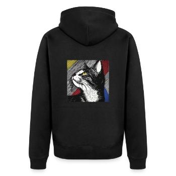 Chat, Motif De Chat - Veste à capuche bio Premium Unisexe - noir - Dos - Nico (187cm)