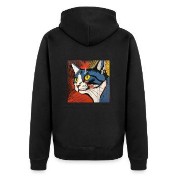 Chat, Motif De Chat - Veste à capuche bio Premium Unisexe - noir - Dos - Nico (187cm)
