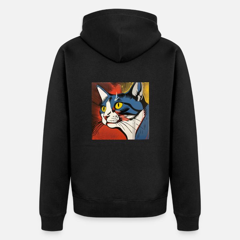 Chat, Motif De Chat - Veste à capuche bio Premium Unisexe - noir
