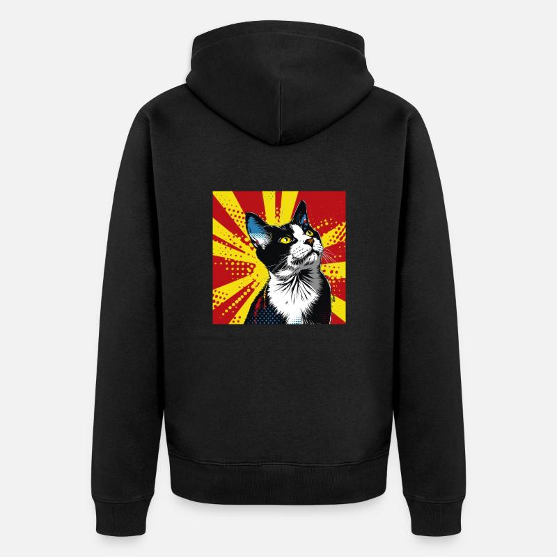 Chat, Motif De Chat - Veste à capuche bio Premium Unisexe - noir