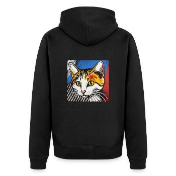 Cat, Cat Motif - Unisex Premium Organic Zip Hoodie - black - Back - Nico (187cm)