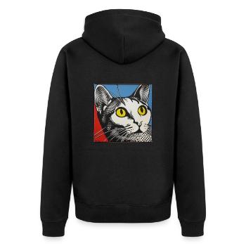 Cat, Cat Motif - Unisex Premium Organic Zip Hoodie - black - Back - Nico (187cm)