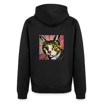 Cat, Cat Motif - Unisex Premium Organic Zip Hoodie - black - Back - Nico (187cm)