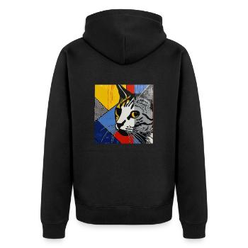 Katze, katzenmotiv - Unisex Premium Bio Zip Hoodie - Schwarz - Hinten - Nico (187cm)