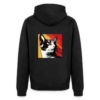 Chat, Motif De Chat - Veste à capuche bio Premium Unisexe - noir - Dos - Nico (187cm)
