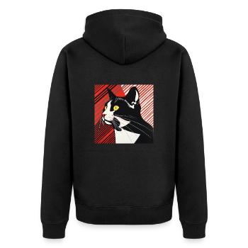 Cat, Cat Motif - Unisex Premium Organic Zip Hoodie - black - Back - Nico (187cm)