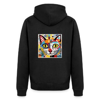 Cat, Cat Motif - Unisex Premium Organic Zip Hoodie - black - Back - Nico (187cm)