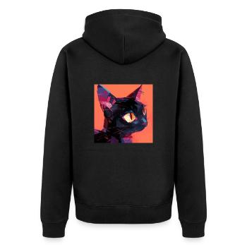 Cat, Cat Motif - Unisex Premium Organic Zip Hoodie - black - Back - Nico (187cm)