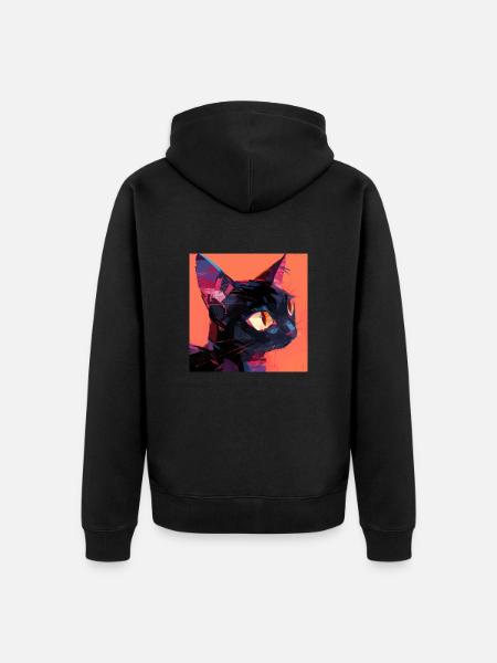 Cat, Cat Motif - Unisex Premium Organic Zip Hoodie - black