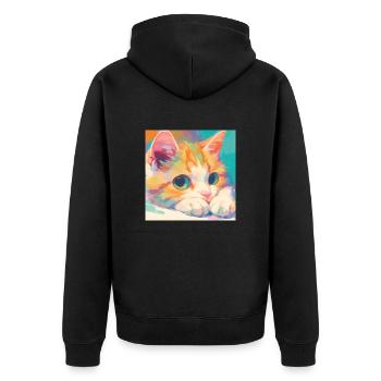 Cat, Cat Motif - Unisex Premium Organic Zip Hoodie - black - Back - Nico (187cm)
