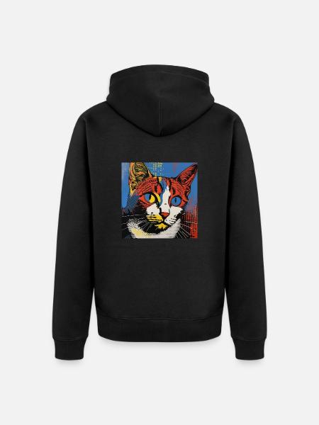 Cat, Cat Motif - Unisex Premium Organic Zip Hoodie - black