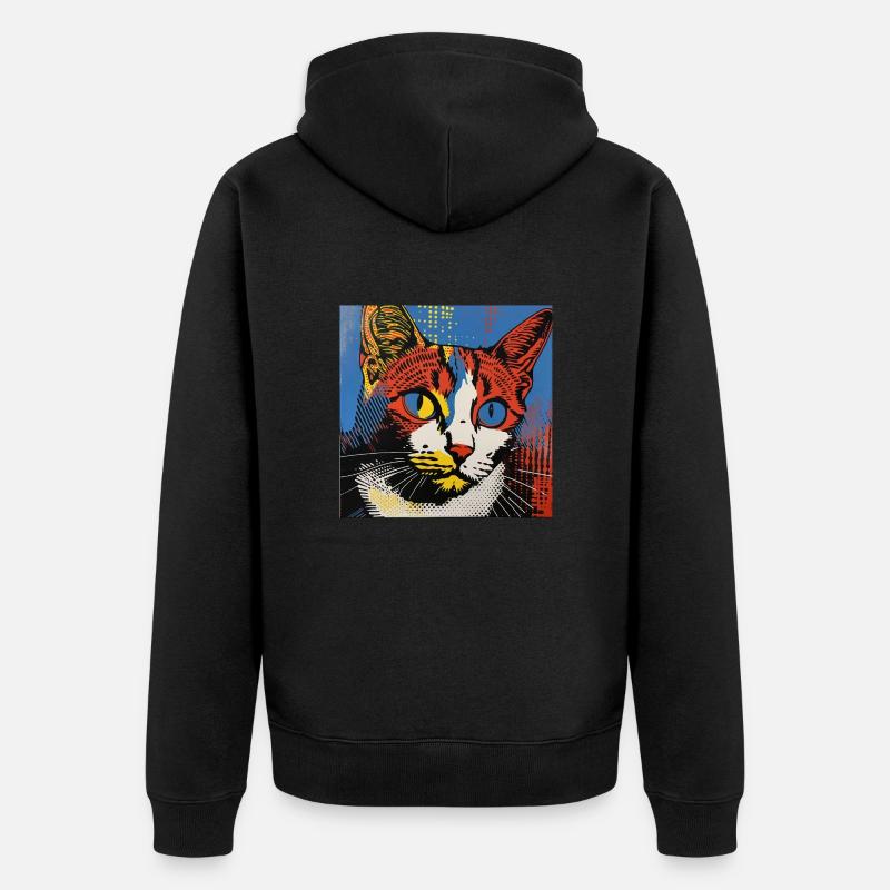 Chat, Motif De Chat - Veste à capuche bio Premium Unisexe - noir